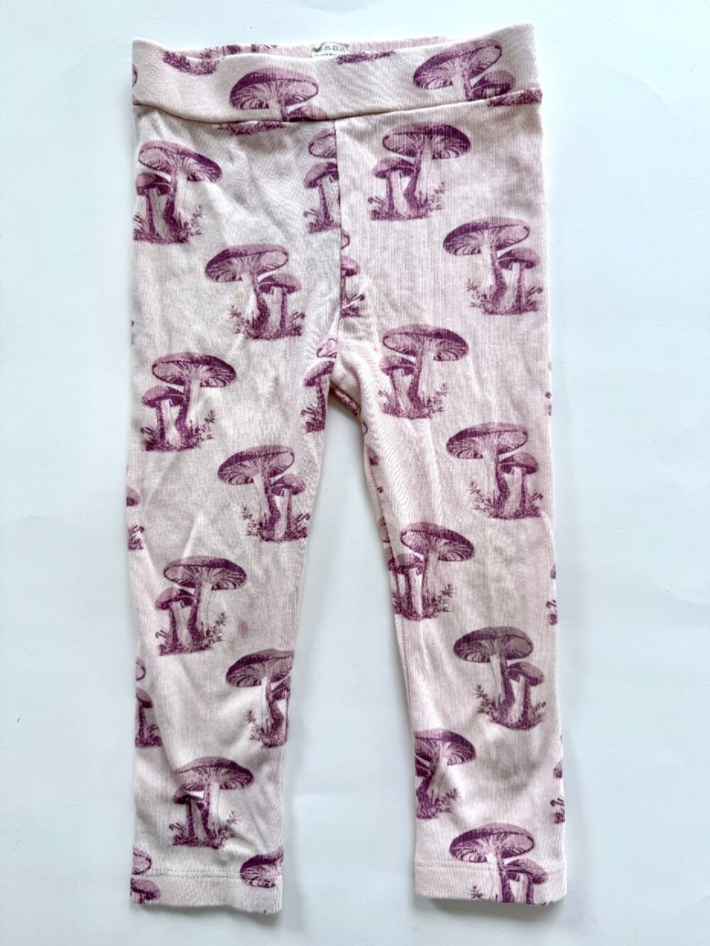Kate Quinn Girls Mushroom Print Leggings 3T Cream